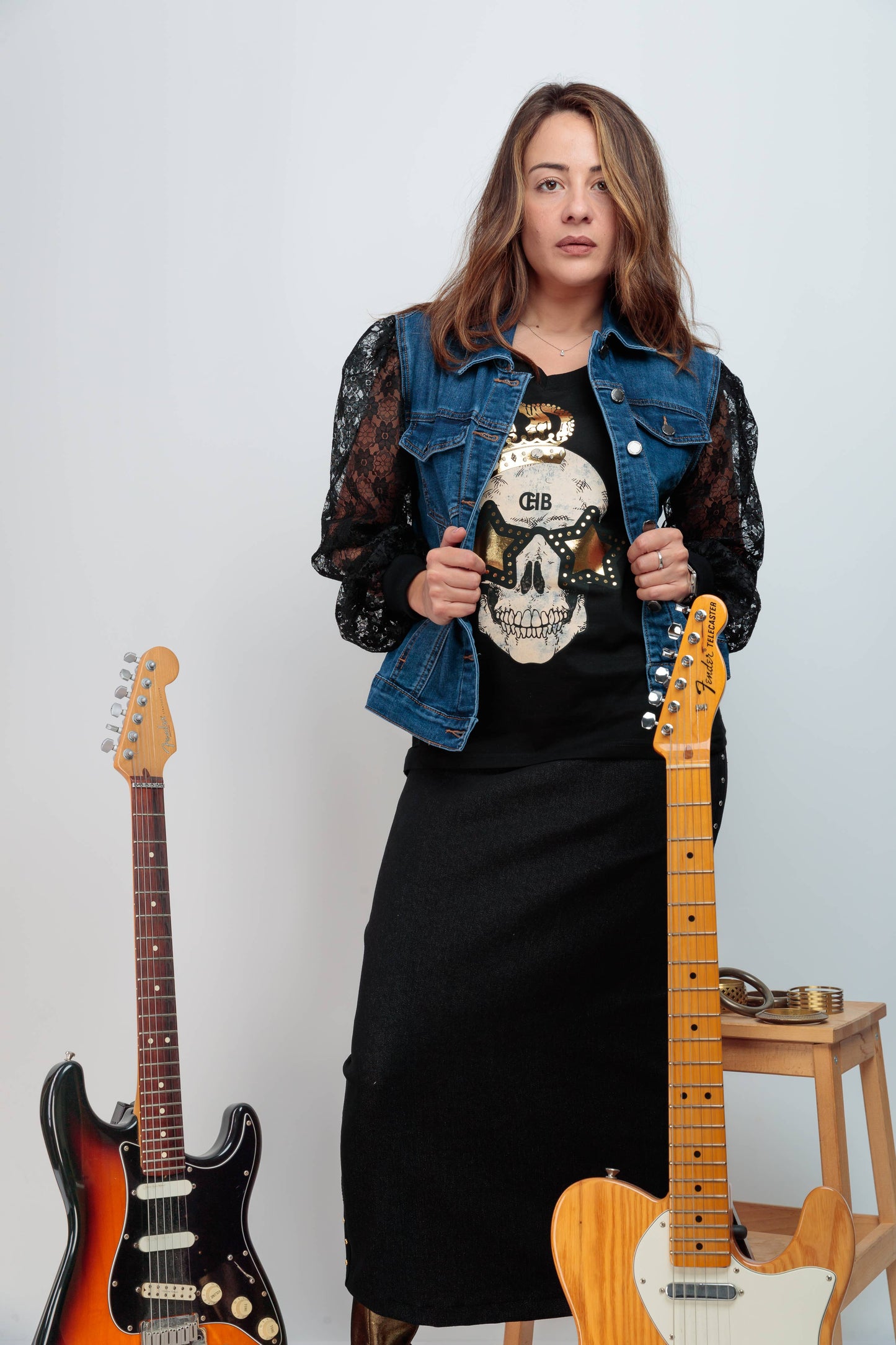 Veste en jean Skull Festival pour femme