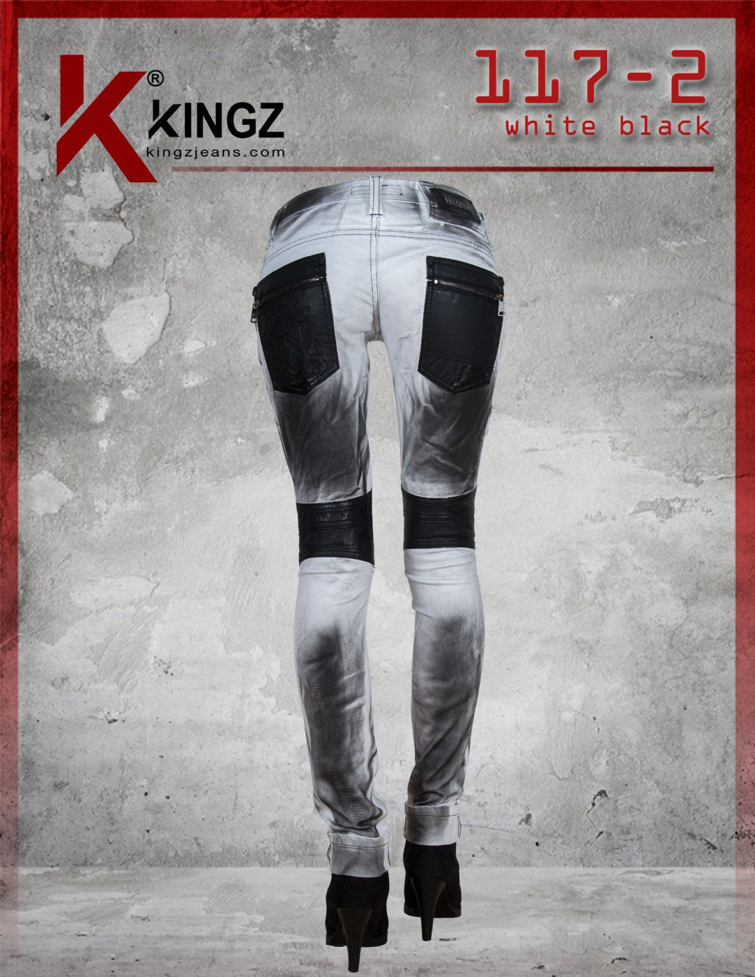 Vaqueros Kings Mujer blanco y negro