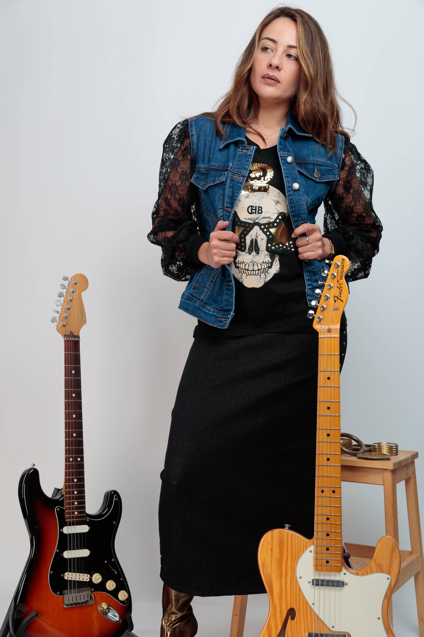 Veste en jean Skull Festival pour femme