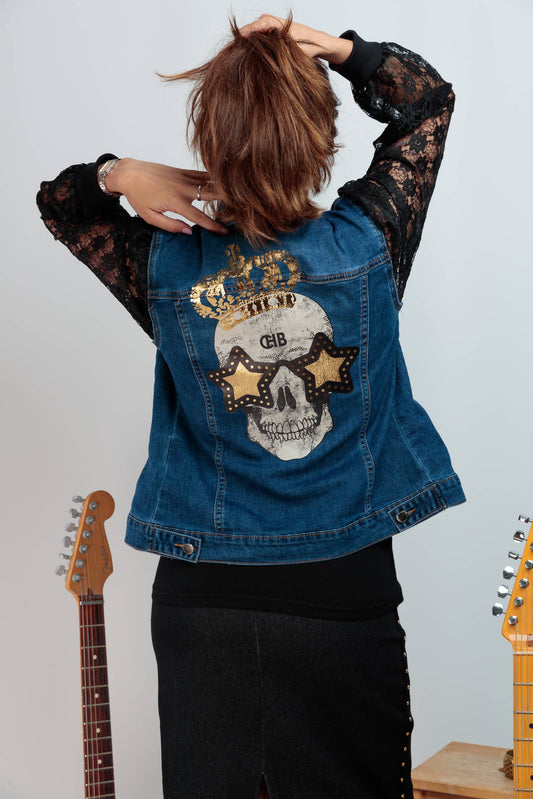 Veste en jean Skull Festival pour femme